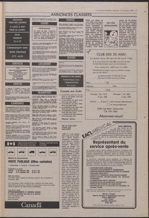 Le Soleil de Colombie, November 13, 1987, page 15