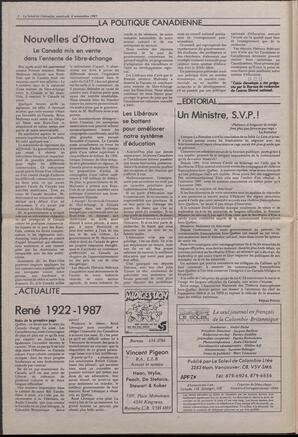 Le Soleil de Colombie, November 6, 1987, page 2