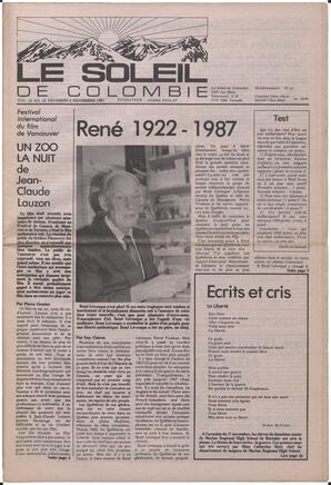 Le Soleil de Colombie, November 6, 1987, page 1