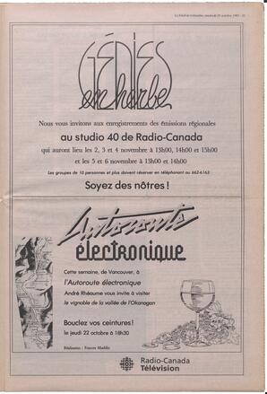Le Soleil de Colombie, October 23, 1987, page 11