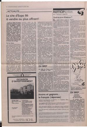 Le Soleil de Colombie, October 23, 1987, page 8