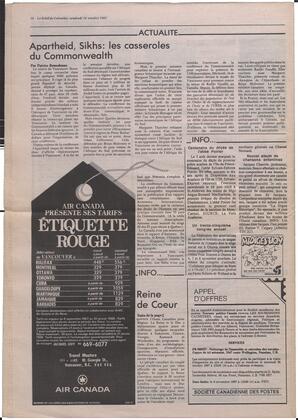 Le Soleil de Colombie, October 16, 1987, page 16