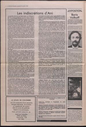 Le Soleil de Colombie, October 16, 1987, page 6