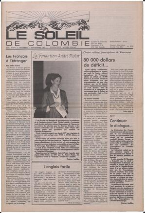 Le Soleil de Colombie, September 25, 1987, page 1