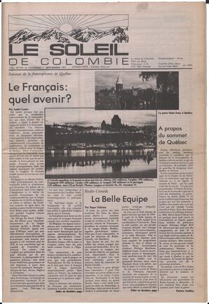 Le Soleil de Colombie, September 11, 1987, page 1