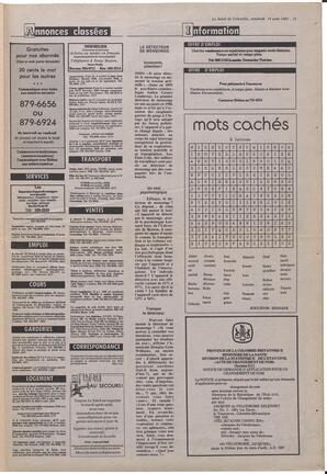 Le Soleil de Colombie, August 14, 1987, page 15