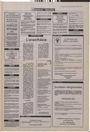 Le Soleil de Colombie, July 24, 1987, page 15