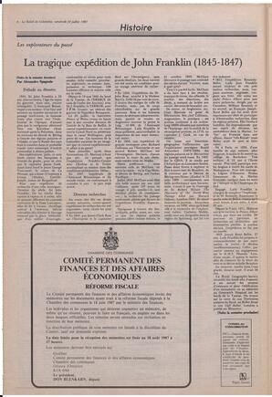 Le Soleil de Colombie, July 10, 1987, page 6