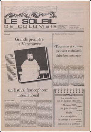 Le Soleil de Colombie, July 10, 1987, page 1