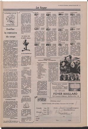 Le Soleil de Colombie, June 26, 1987, page 13