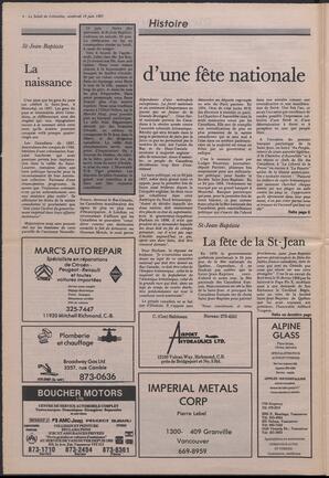 Le Soleil de Colombie, June 19, 1987, page 4
