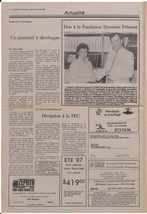 Le Soleil de Colombie, June 12, 1987, page 2