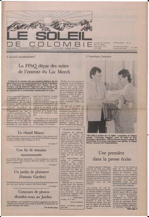 Le Soleil de Colombie, June 12, 1987, page 1