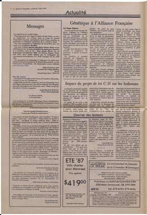 Le Soleil de Colombie, June 5, 1987, page 2
