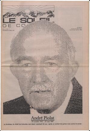 Le Soleil de Colombie, May 29, 1987, page 1