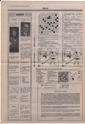 Le Soleil de Colombie, April 24, 1987, page 12