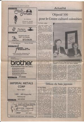 Le Soleil de Colombie, April 17, 1987, page 8