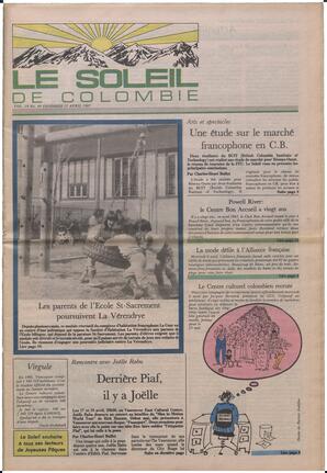 Le Soleil de Colombie, April 17, 1987, page 1