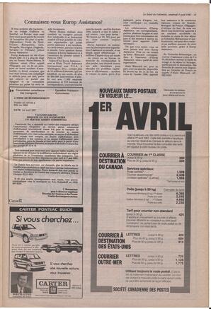 Le Soleil de Colombie, April 3, 1987, page 13