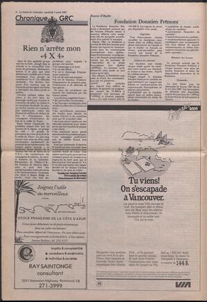 Le Soleil de Colombie, April 3, 1987, page 8