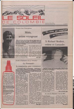 Le Soleil de Colombie, March 20, 1987, page 1