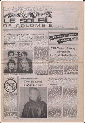 Le Soleil de Colombie, March 6, 1987, page 1