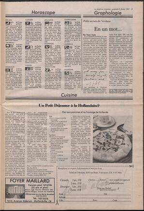 Le Soleil de Colombie, February 27, 1987, page 13