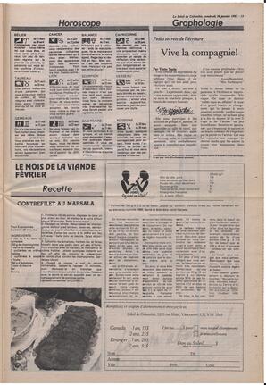 Le Soleil de Colombie, January 30, 1987, page 13