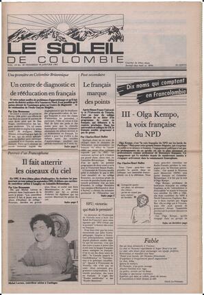 Le Soleil de Colombie, January 30, 1987, page 1