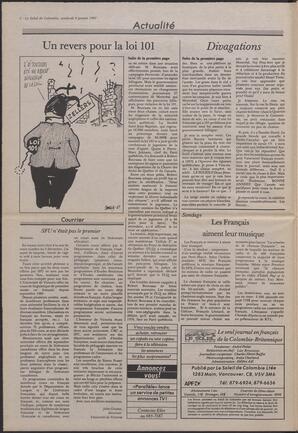 Le Soleil de Colombie, January 9, 1987, page 2