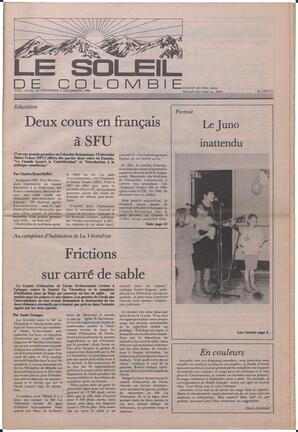 Le Soleil de Colombie, December 5, 1986, page 1