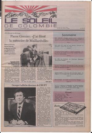 Le Soleil de Colombie, November 21, 1986, page 1