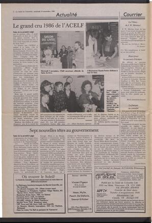 Le Soleil de Colombie, November 14, 1986, page 2
