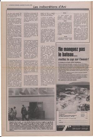 Le Soleil de Colombie, October 24, 1986, page 4