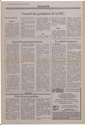 Le Soleil de Colombie, October 24, 1986, page 2