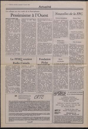 Le Soleil de Colombie, October 17, 1986, page 2