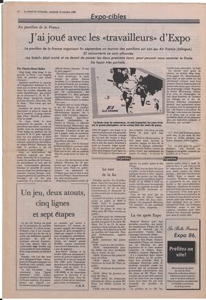 Le Soleil de Colombie, October 10, 1986, page 18