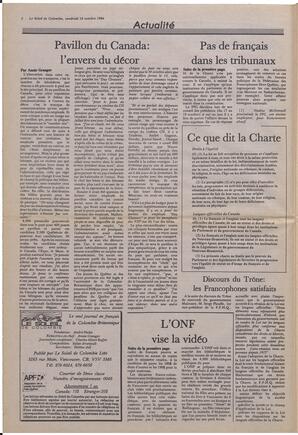Le Soleil de Colombie, October 10, 1986, page 2