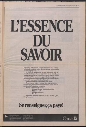 Le Soleil de Colombie, September 26, 1986, page 13