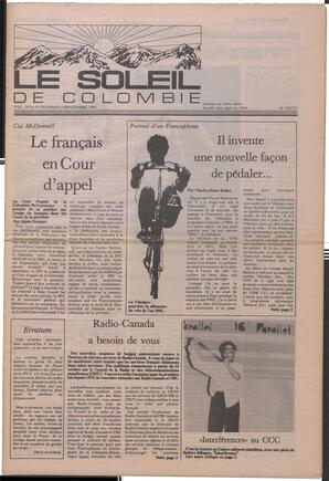 Le Soleil de Colombie, September 5, 1986, page 1
