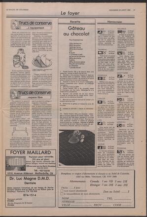 Le Soleil de Colombie, August 29, 1986, page 13