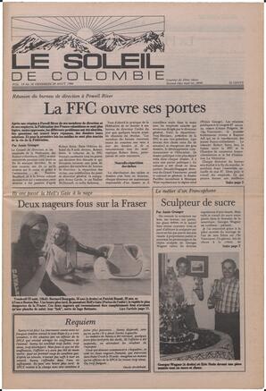 Le Soleil de Colombie, August 29, 1986, page 1