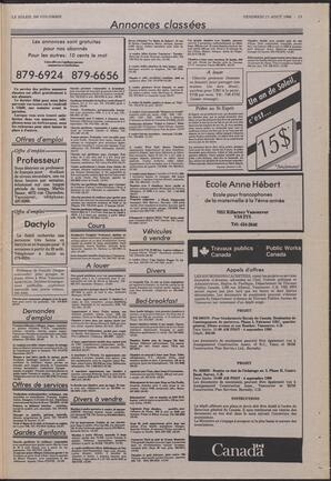 Le Soleil de Colombie, August 15, 1986, page 15