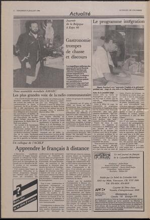 Le Soleil de Colombie, July 25, 1986, page 2