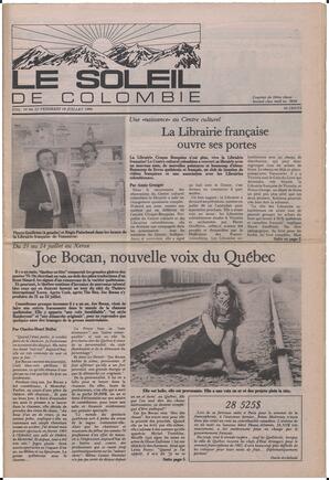 Le Soleil de Colombie, July 18, 1986, page 1