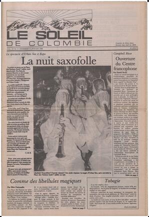 Le Soleil de Colombie, July 11, 1986, page 1