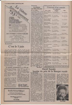 Le Soleil de Colombie, May 30, 1986, page 4
