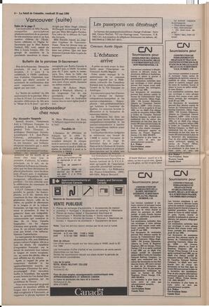 Le Soleil de Colombie, May 16, 1986, page 4