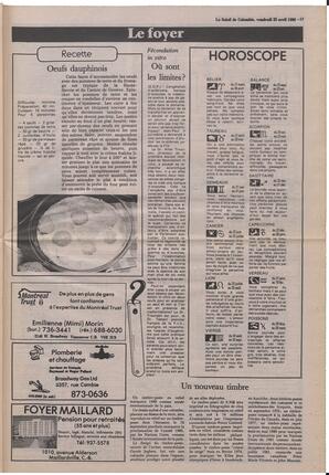 Le Soleil de Colombie, April 25, 1986, page 13