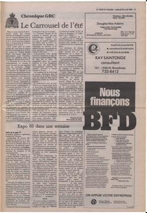 Le Soleil de Colombie, April 25, 1986, page 11